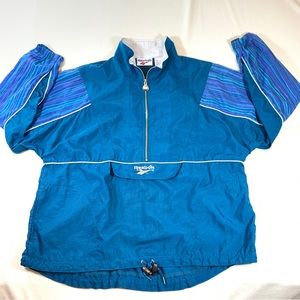 Reebok vintage track 1/2 zip jacket pullover windbreaker medium